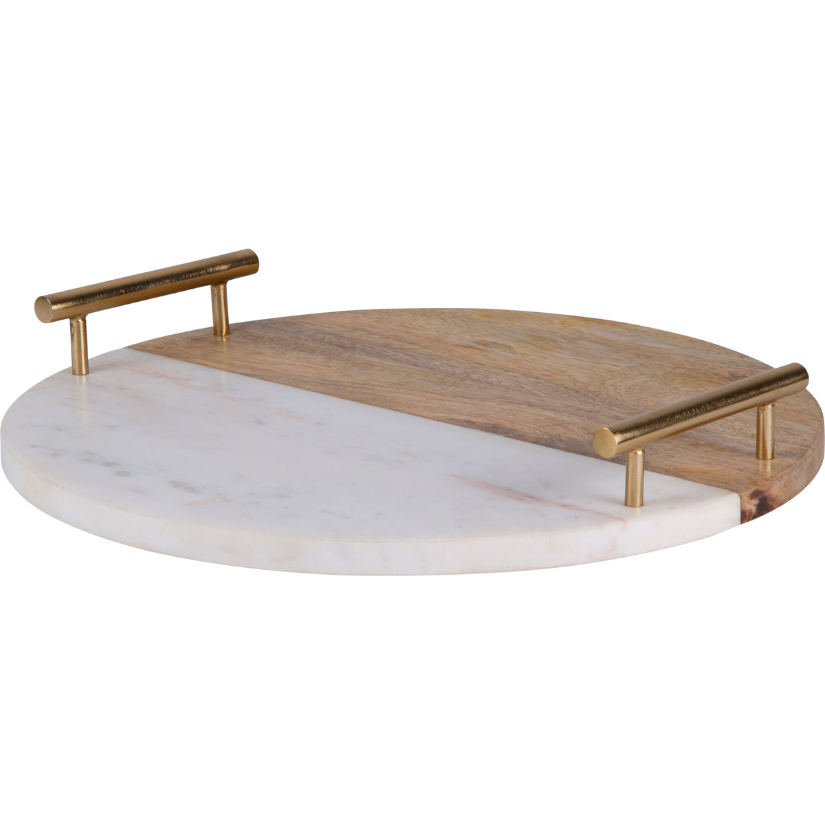 Dinova Indoor Mango Wood Tray, Antique Brass-Decorative Trays-DECOROLALA