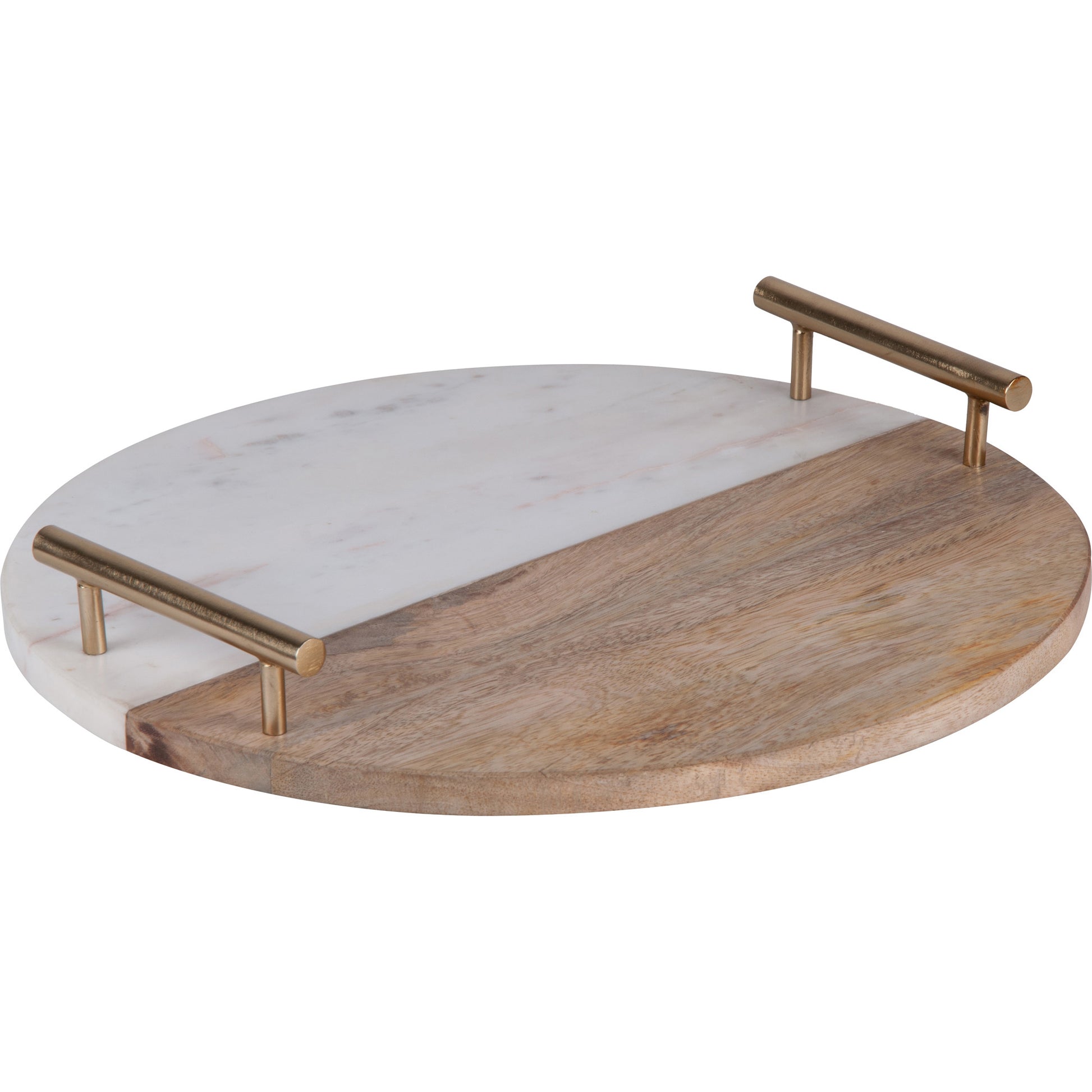 Dinova Indoor Mango Wood Tray, Antique Brass-Tray-DECOROLALA