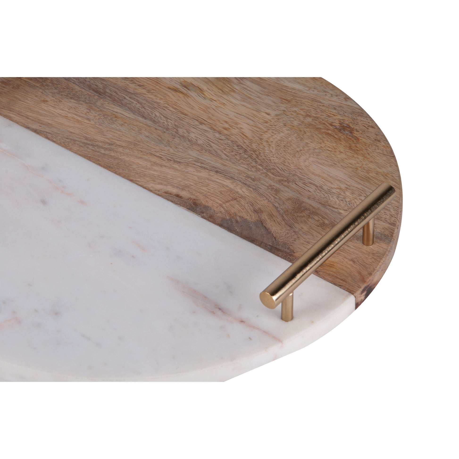 Dinova Indoor Mango Wood Tray, Antique Brass-Tray-DECOROLALA