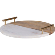 Dinova Indoor Mango Wood Tray, Antique Brass-Tray-DECOROLALA