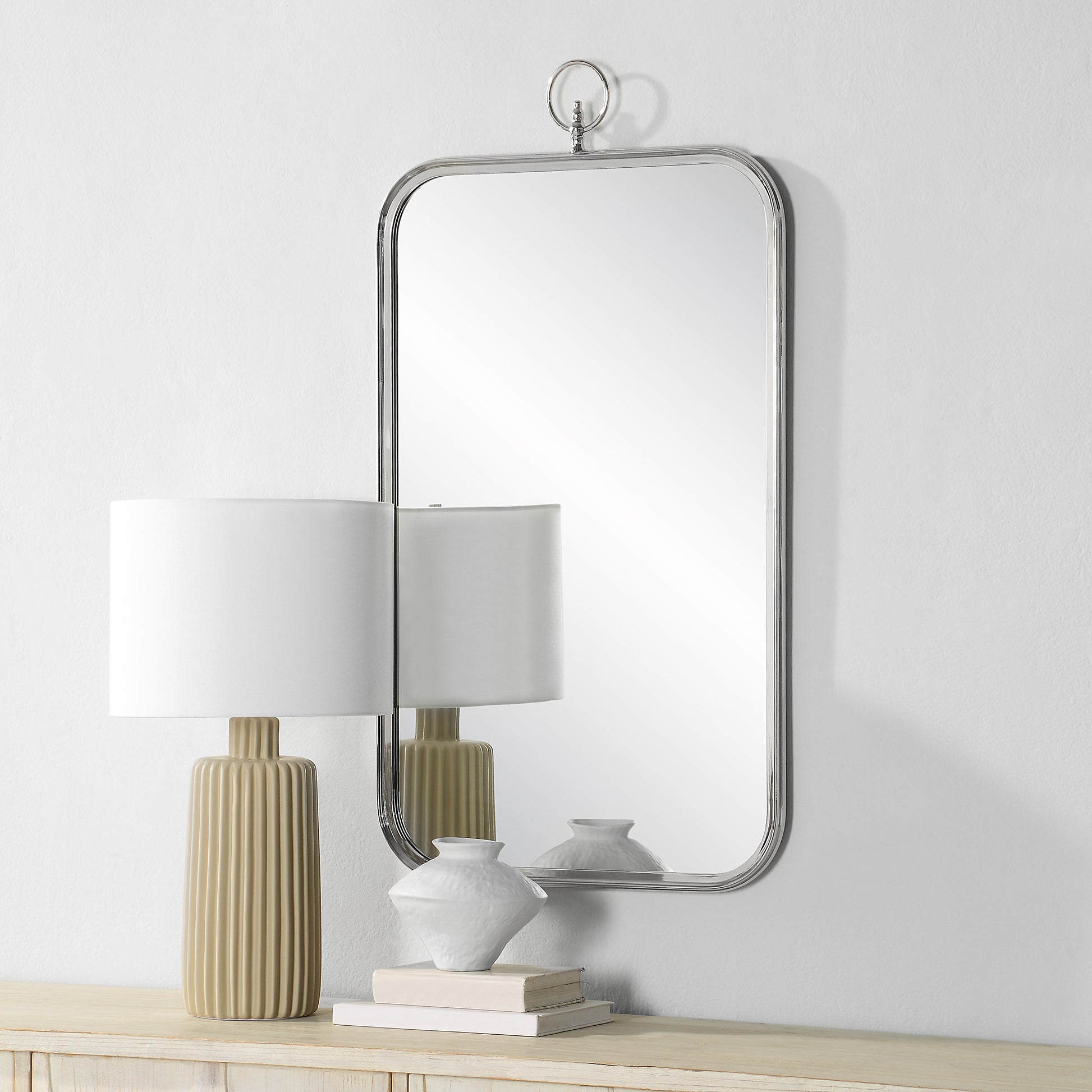 Dios 39.5" Tall Rectangle Wall Mirror, Grey-Mirror-DECOROLALA