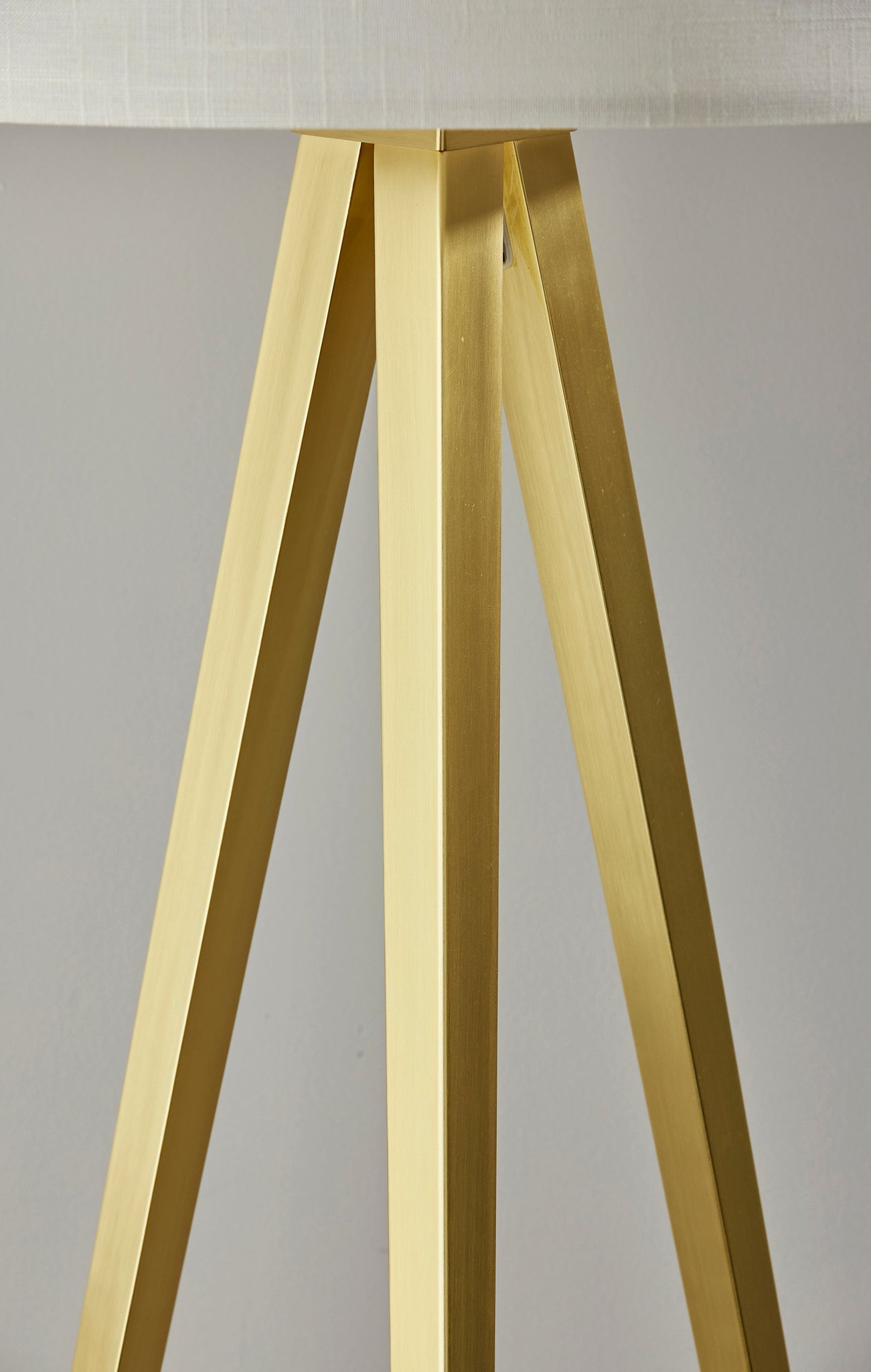 Director Floor Lamp - Brass Tripod Off-White Shade-Lighting-DECOROLALA