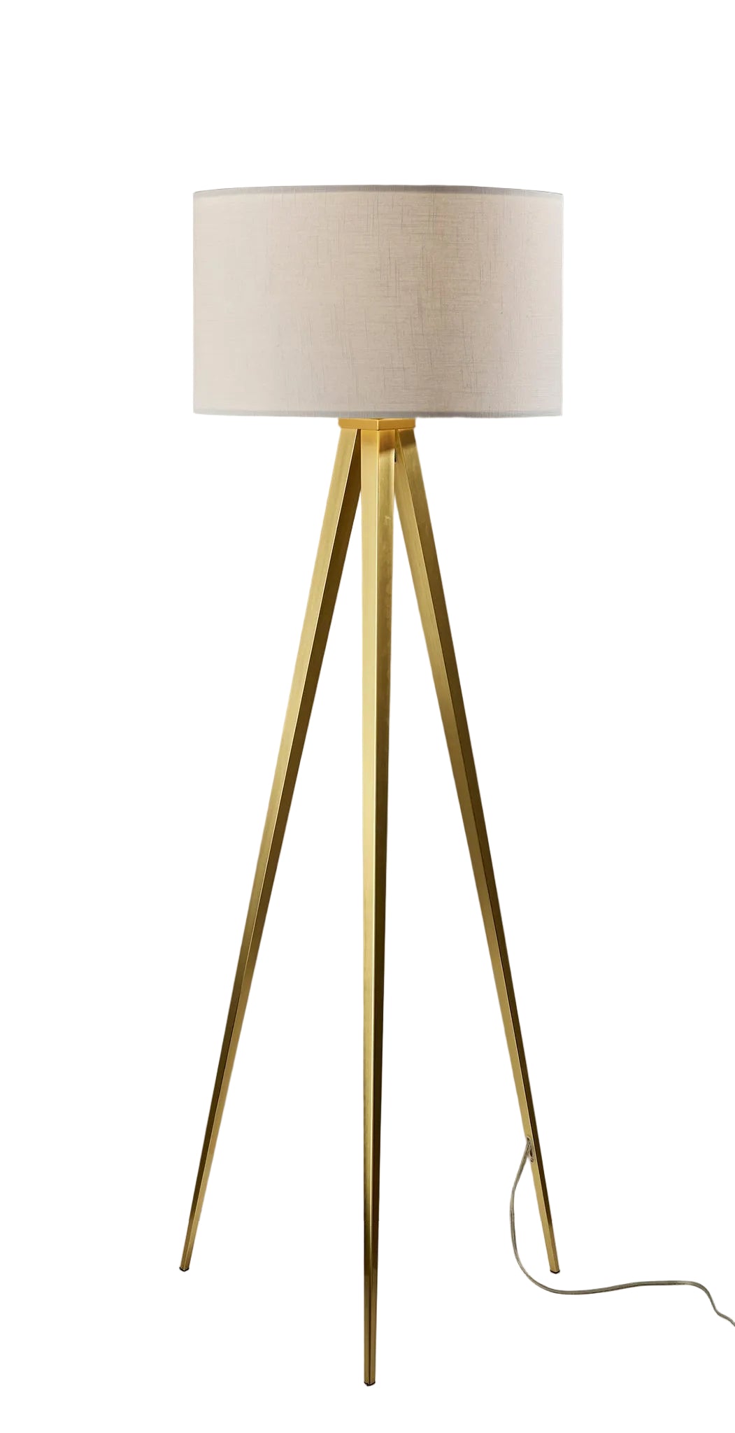 Director Floor Lamp - Brass Tripod Off-White Shade-Lighting-DECOROLALA