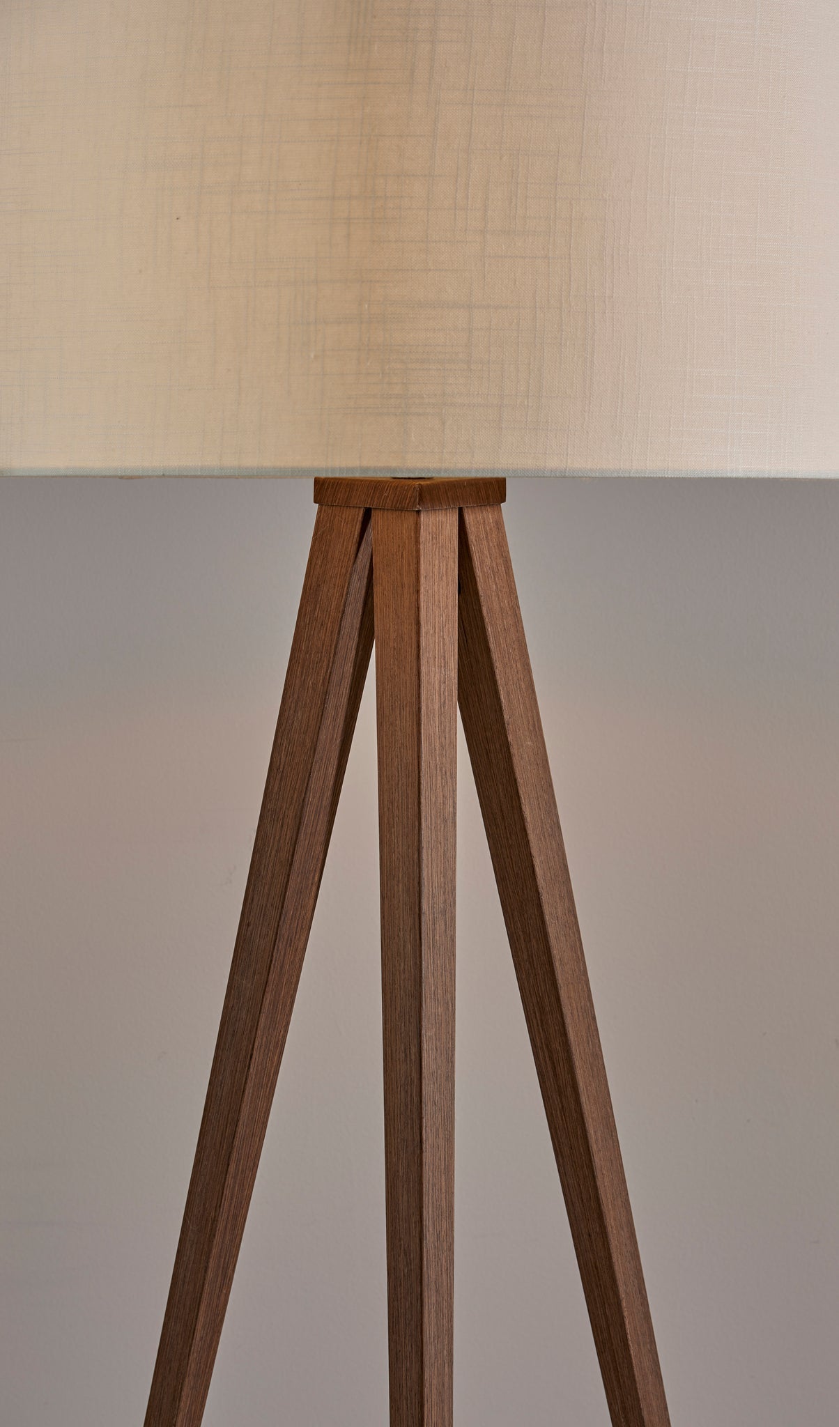 Director Floor Lamp - Walnut Tripod Off-White Shade-Lighting-DECOROLALA