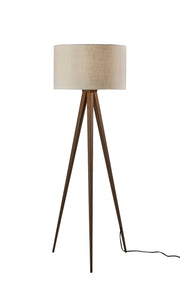 Director Floor Lamp - Walnut Tripod Off-White Shade-Lighting-DECOROLALA