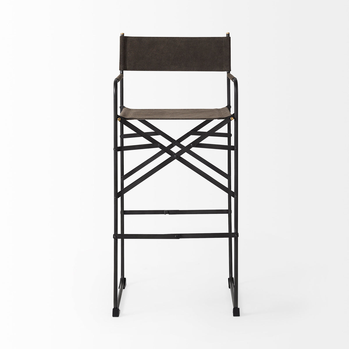 Direttore 19.3L x 19.3W x 44.1H Brown/Gray Suede W/ Metal Frame Bar Stool-Bar Stools-DECOROLALA