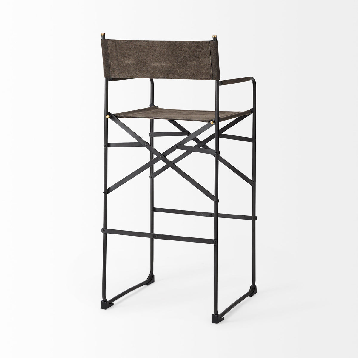 Direttore 19.3L x 19.3W x 44.1H Brown/Gray Suede W/ Metal Frame Bar Stool-Bar Stools-DECOROLALA
