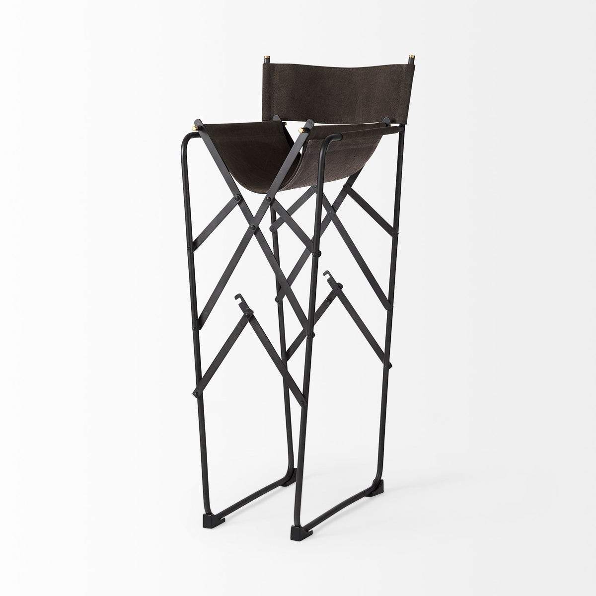 Direttore 19.3L x 19.3W x 44.1H Brown/Gray Suede W/ Metal Frame Bar Stool-Bar Stools-DECOROLALA