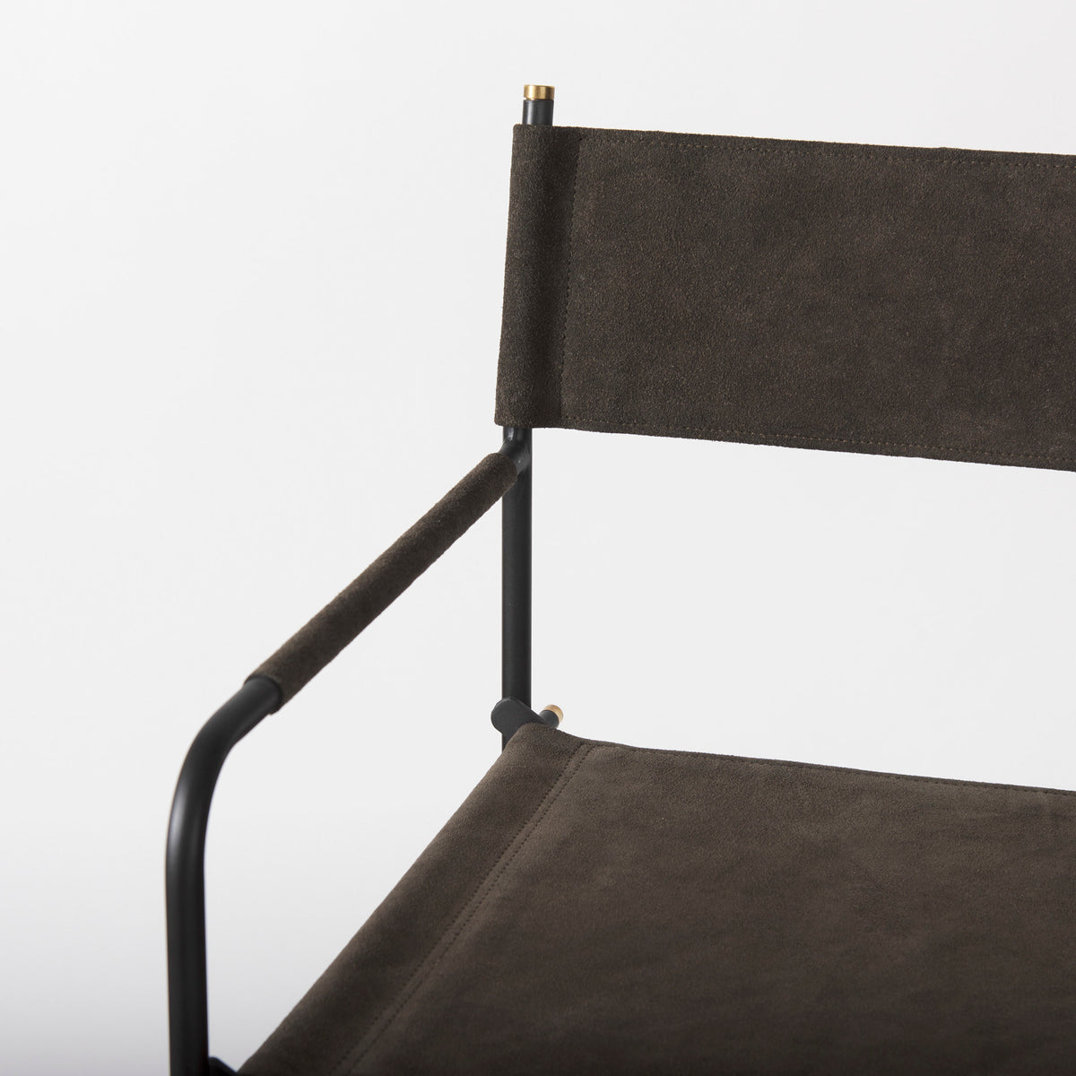 Direttore 19.3L x 19.3W x 44.1H Brown/Gray Suede W/ Metal Frame Bar Stool-Bar Stools-DECOROLALA