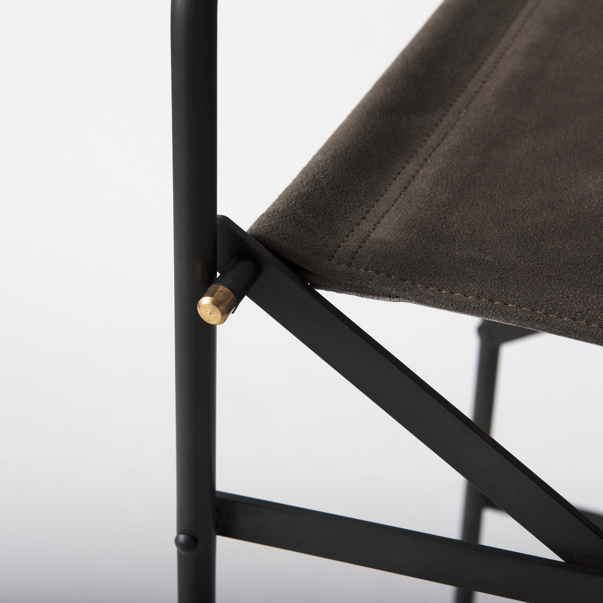 Direttore 19.3L x 19.3W x 44.1H Brown/Gray Suede W/ Metal Frame Bar Stool-Bar Stools-DECOROLALA