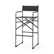 Direttore 19.3L x 19.3W x 44.1H Brown/Gray Suede W/ Metal Frame Bar Stool-Bar Stools-DECOROLALA