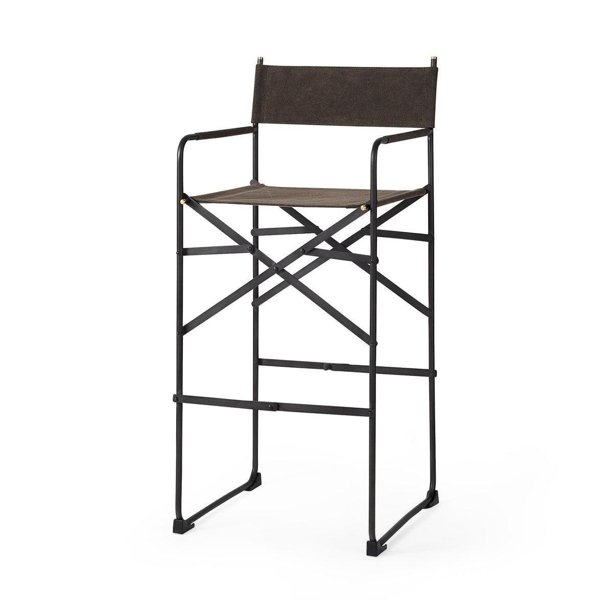 Direttore 19.3L x 19.3W x 44.1H Brown/Gray Suede W/ Metal Frame Bar Stool-Bar Stools-DECOROLALA