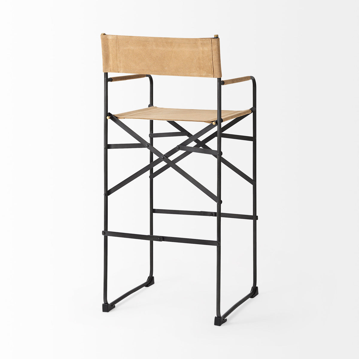 Direttore 19.3L x 19.3W x 44.1H Leather Seat W/ Iron Frame Bar Stool-Bar Stools-DECOROLALA