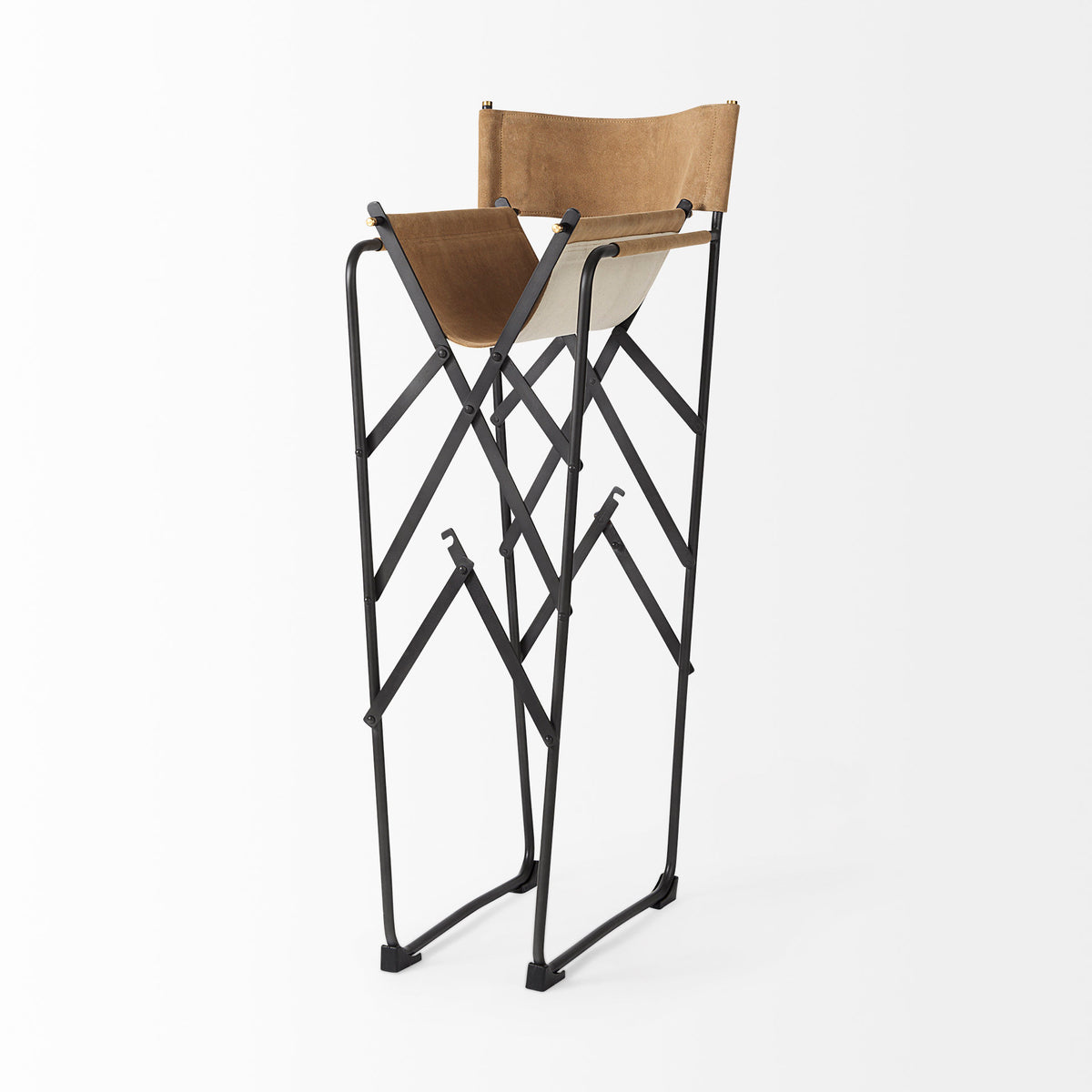 Direttore 19.3L x 19.3W x 44.1H Leather Seat W/ Iron Frame Bar Stool-Bar Stools-DECOROLALA