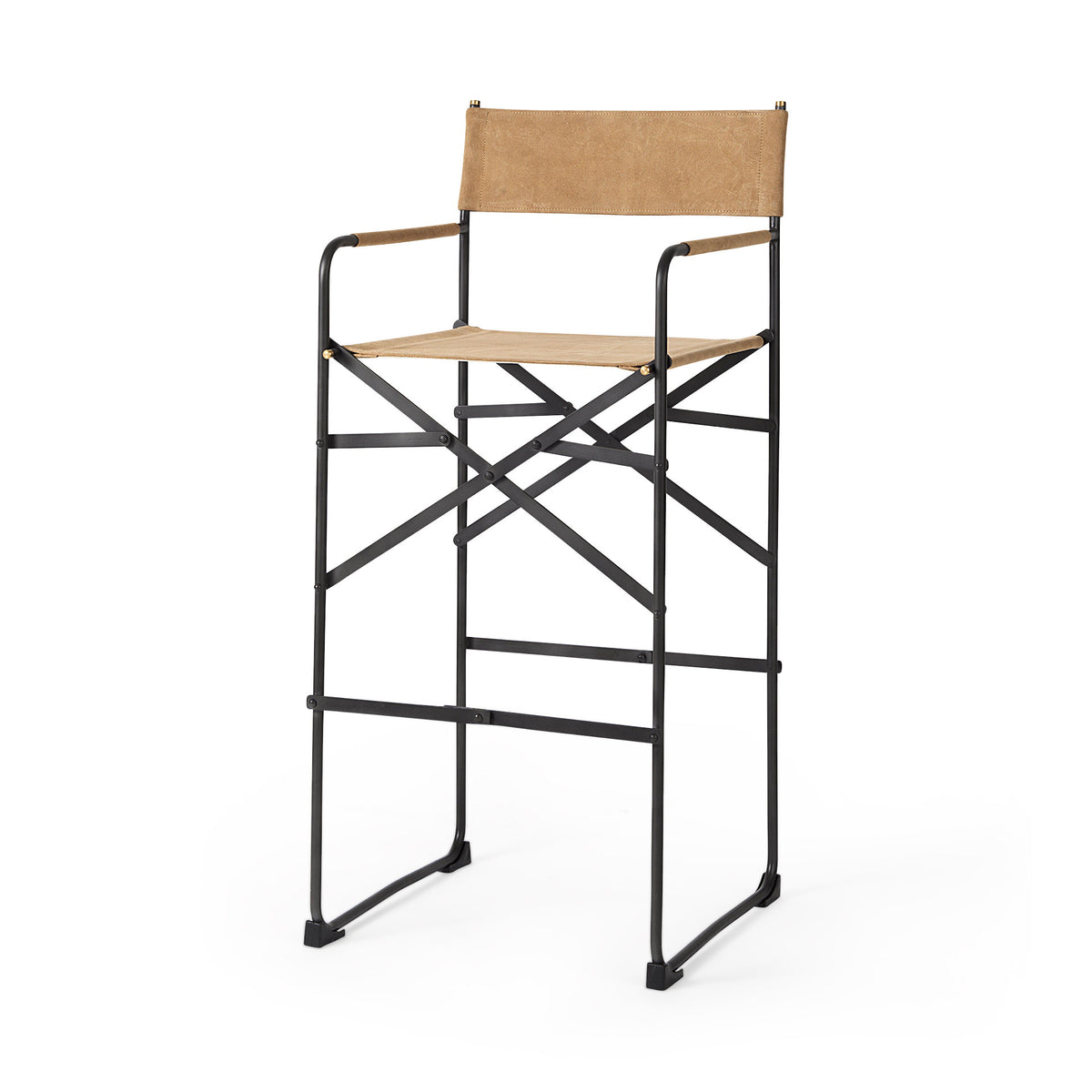 Direttore 19.3L x 19.3W x 44.1H Leather Seat W/ Iron Frame Bar Stool-Bar Stools-DECOROLALA