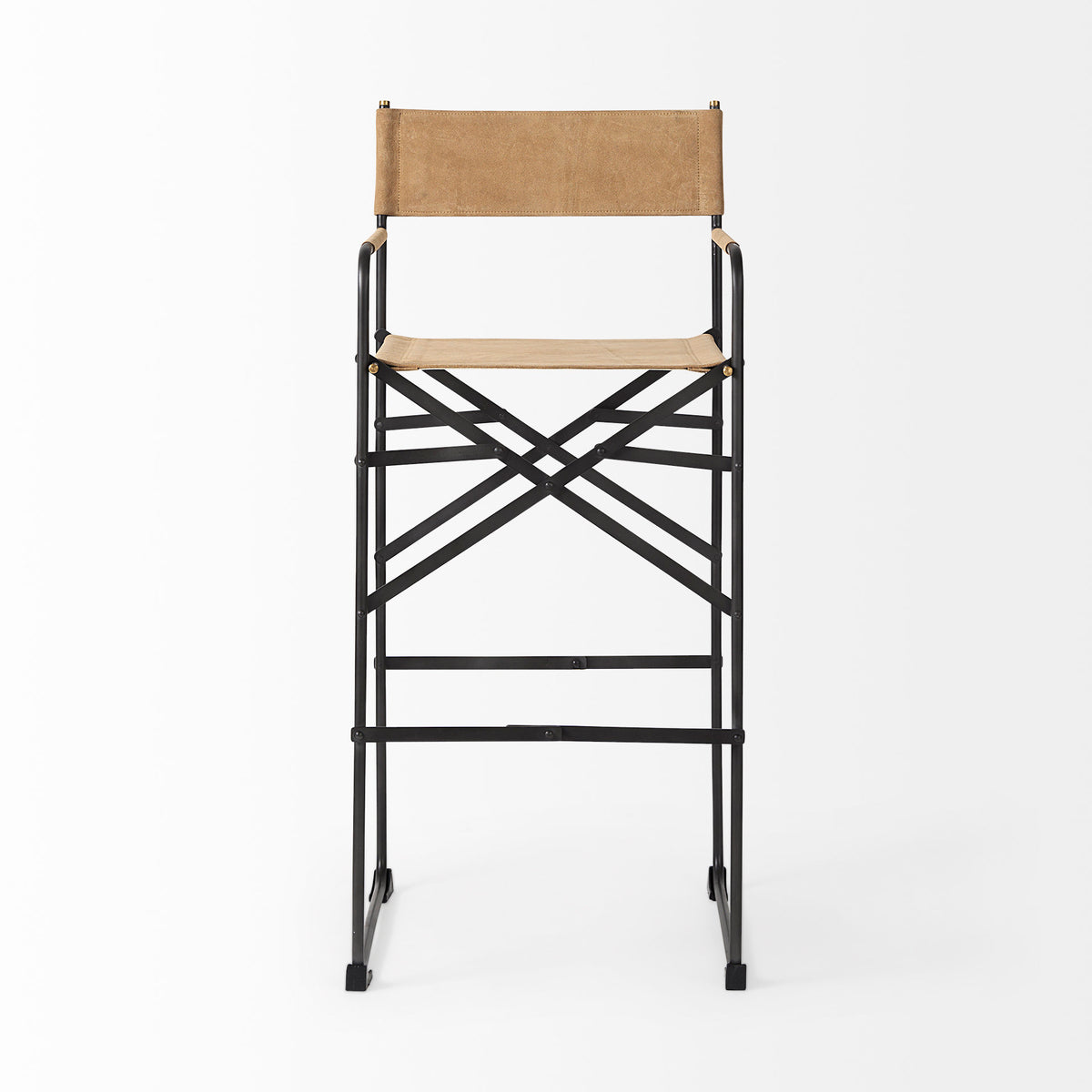 Direttore 19.3L x 19.3W x 44.1H Leather Seat W/ Iron Frame Bar Stool-Bar Stools-DECOROLALA