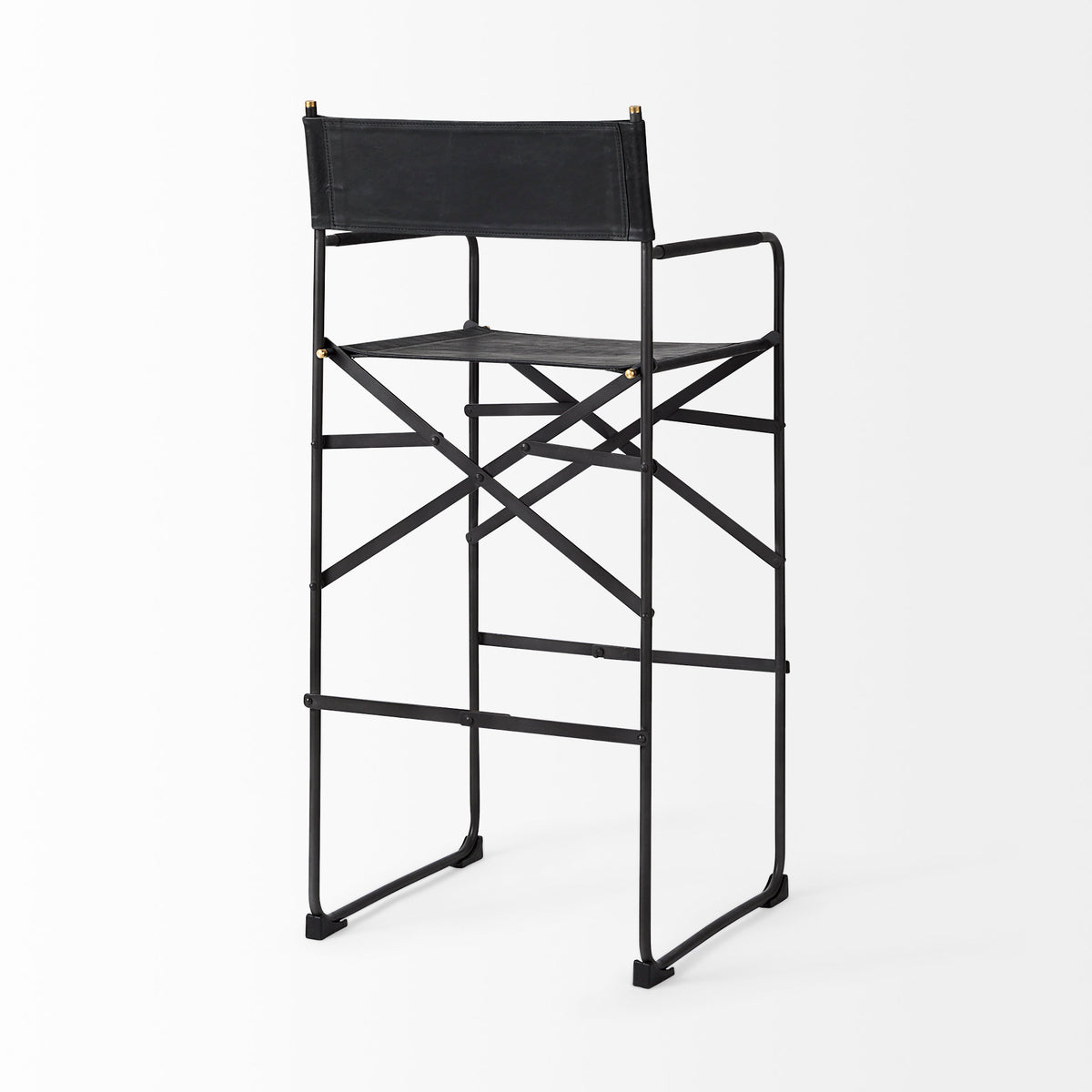 Direttore 19.3L x 19.3W x 44.1H Leather Seat W/ Iron Frame Bar Stool-Bar Stools-DECOROLALA