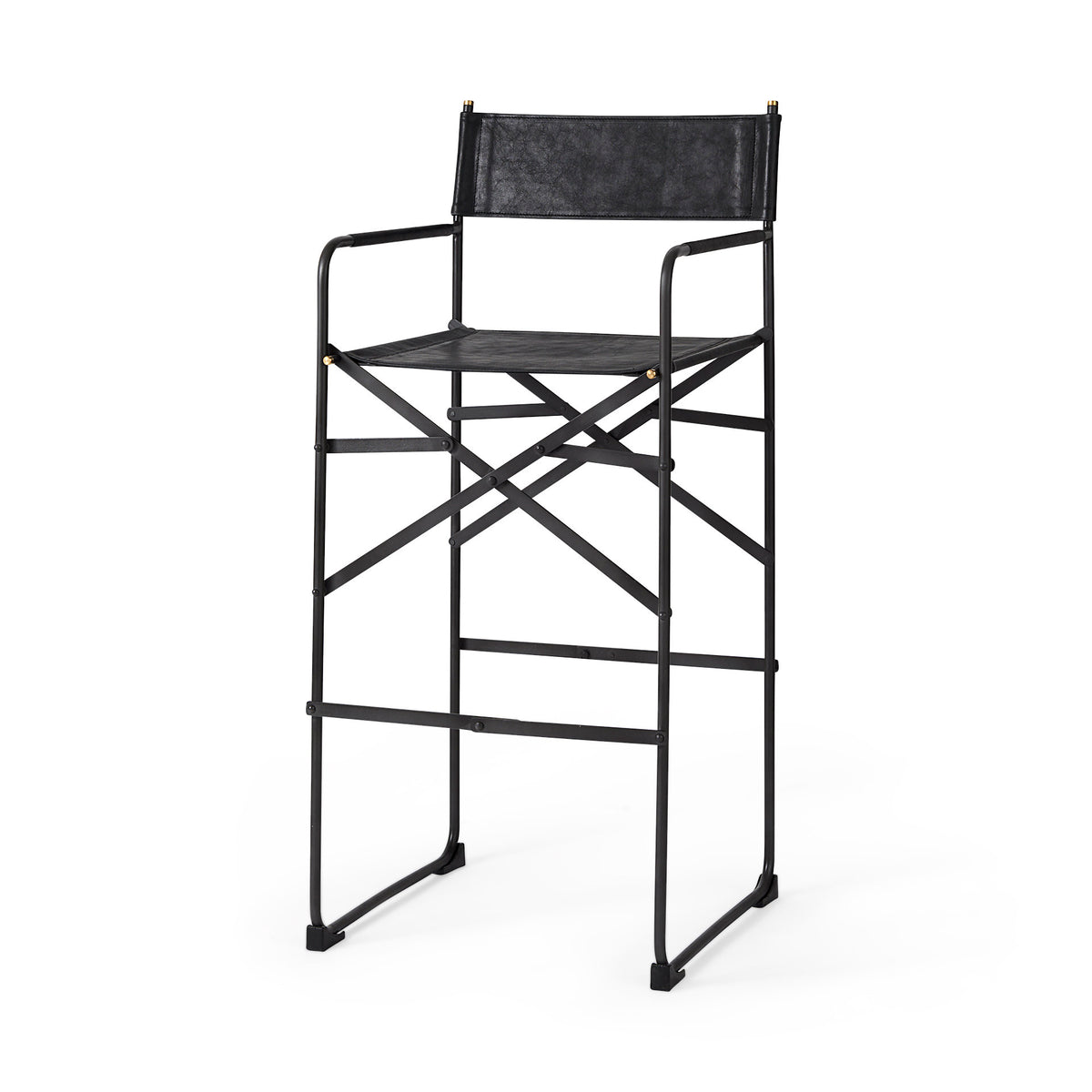 Direttore Leather Seat and Iron Frame Bar Stool-Bar Stools-DECOROLALA