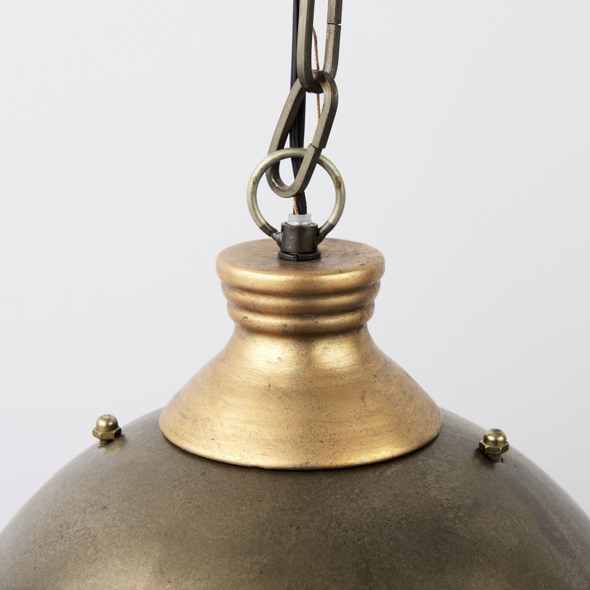 Distressed Bronze Metal Dome Hanging Light-Chandeliers-DECOROLALA
