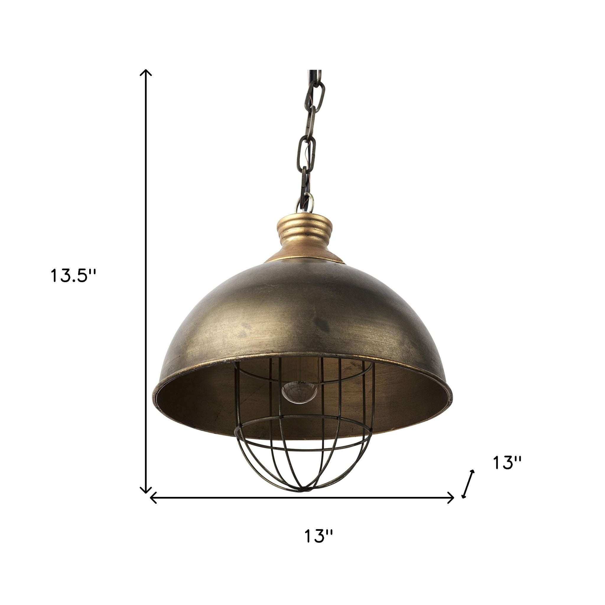 Distressed Bronze Metal Dome Hanging Light-Chandeliers-DECOROLALA