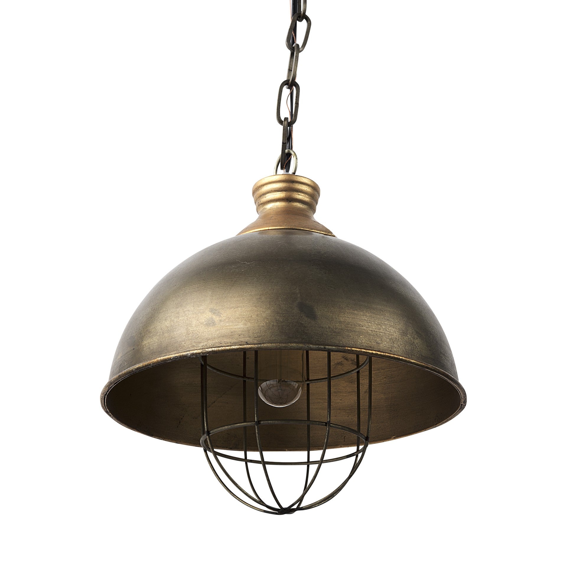 Distressed Bronze Metal Dome Hanging Light-Chandeliers-DECOROLALA