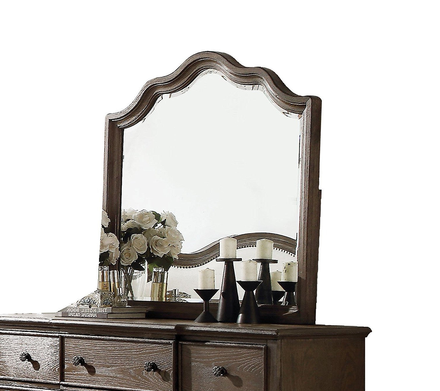 Distressed Grey Finish Beveled Wall Mirror-Mirrors-DECOROLALA