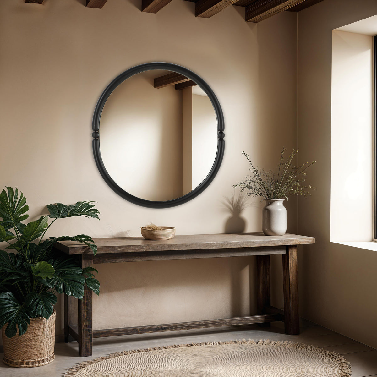 Ditto 40" H x 36" W Wall Mirror, Black-Mirrors-DECOROLALA