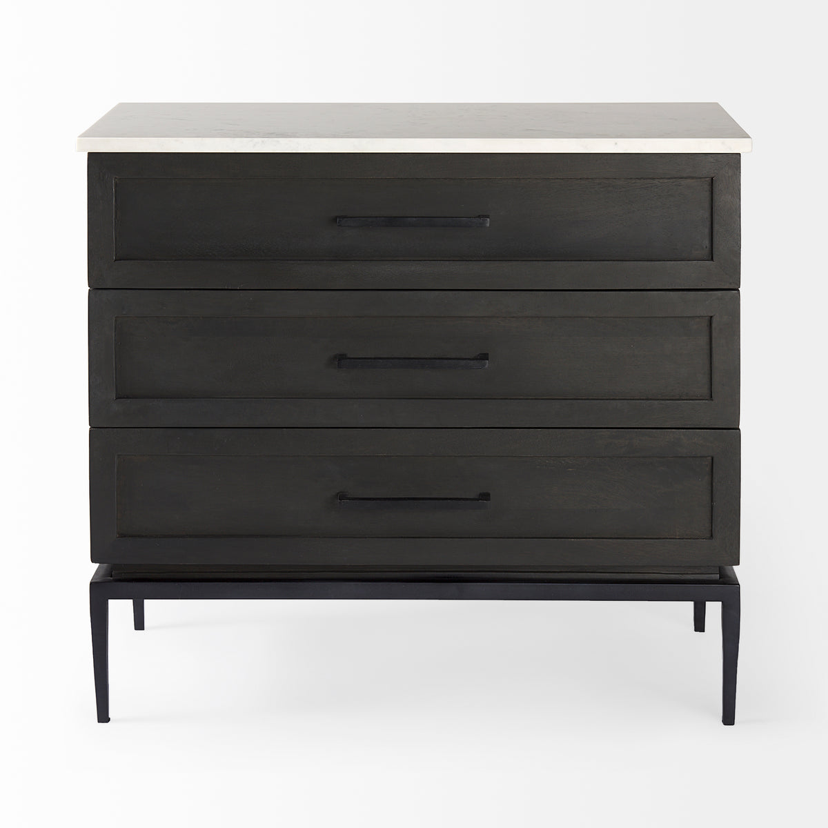 Divina Accent Cabinet - Black-Brown Wood White Marble Top-Accent Cabinets & Chests-DECOROLALA