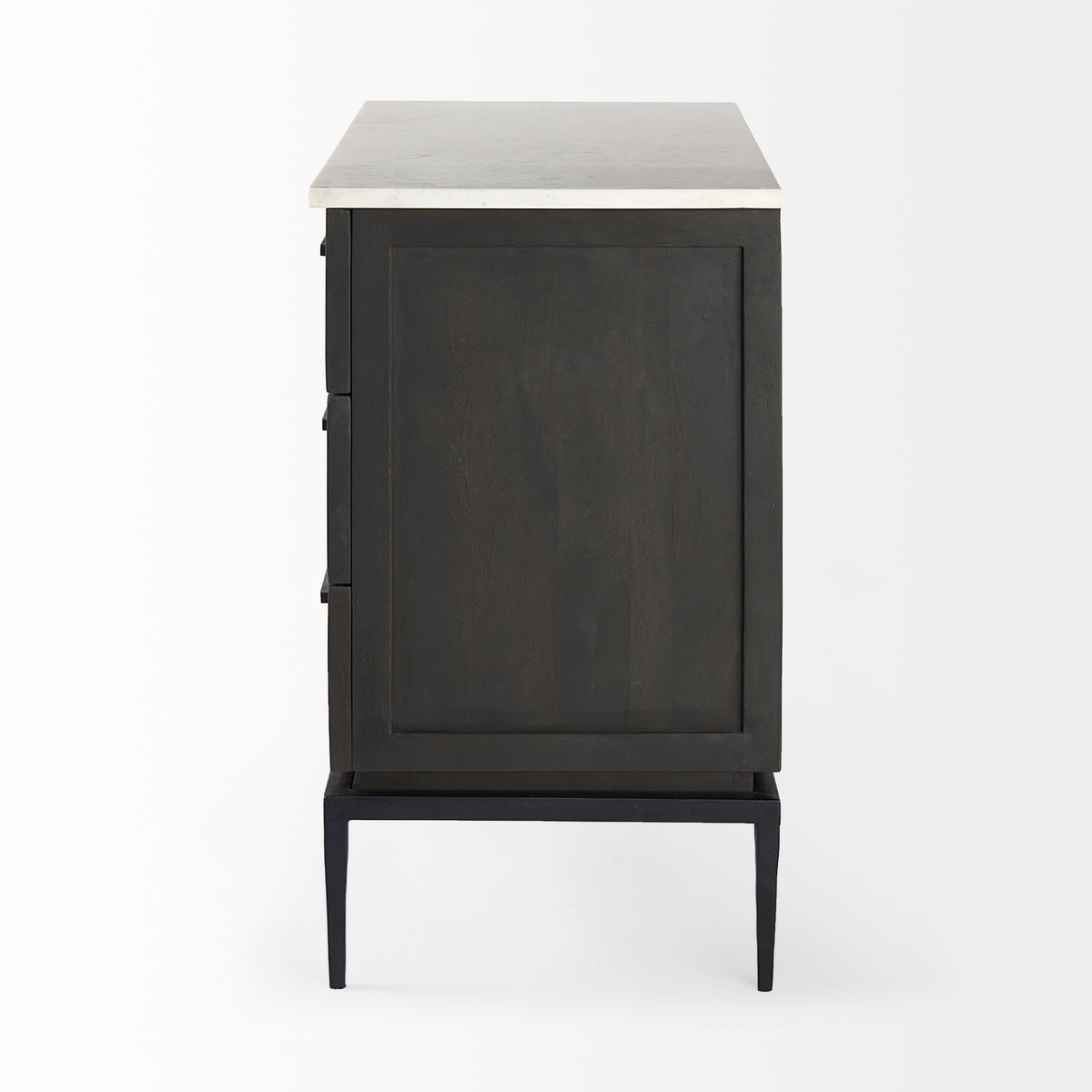 Divina Accent Cabinet - Black-Brown Wood White Marble Top-Accent Cabinets & Chests-DECOROLALA