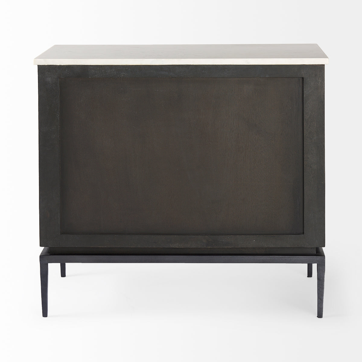 Divina Accent Cabinet - Black-Brown Wood White Marble Top-Accent Cabinets & Chests-DECOROLALA