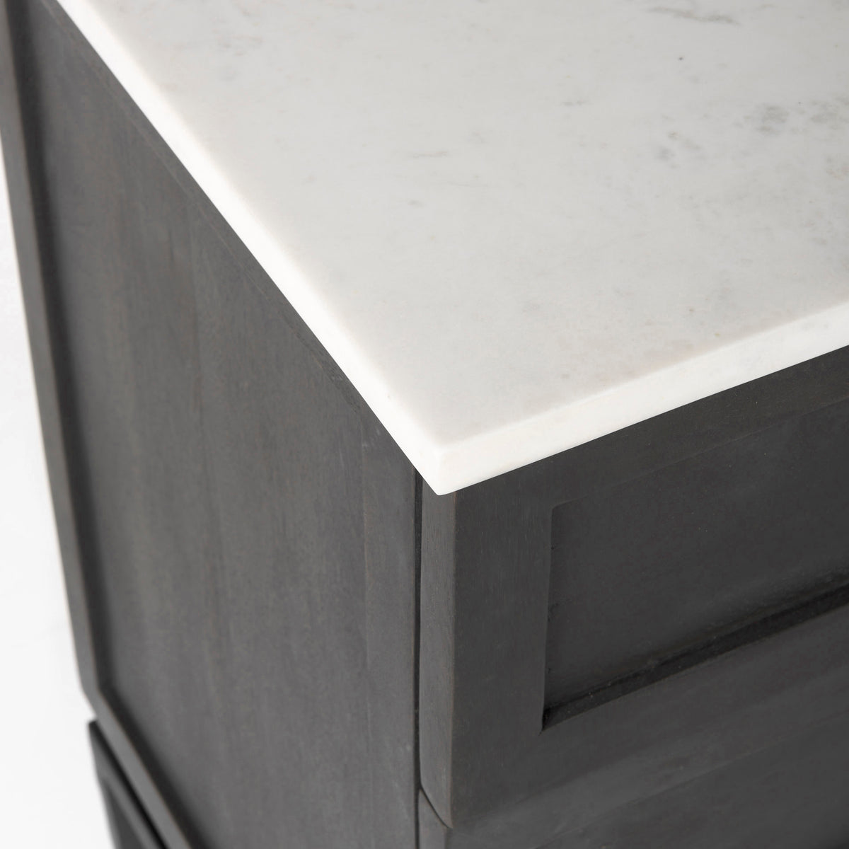 Divina Accent Cabinet - Black-Brown Wood White Marble Top-Accent Cabinets & Chests-DECOROLALA
