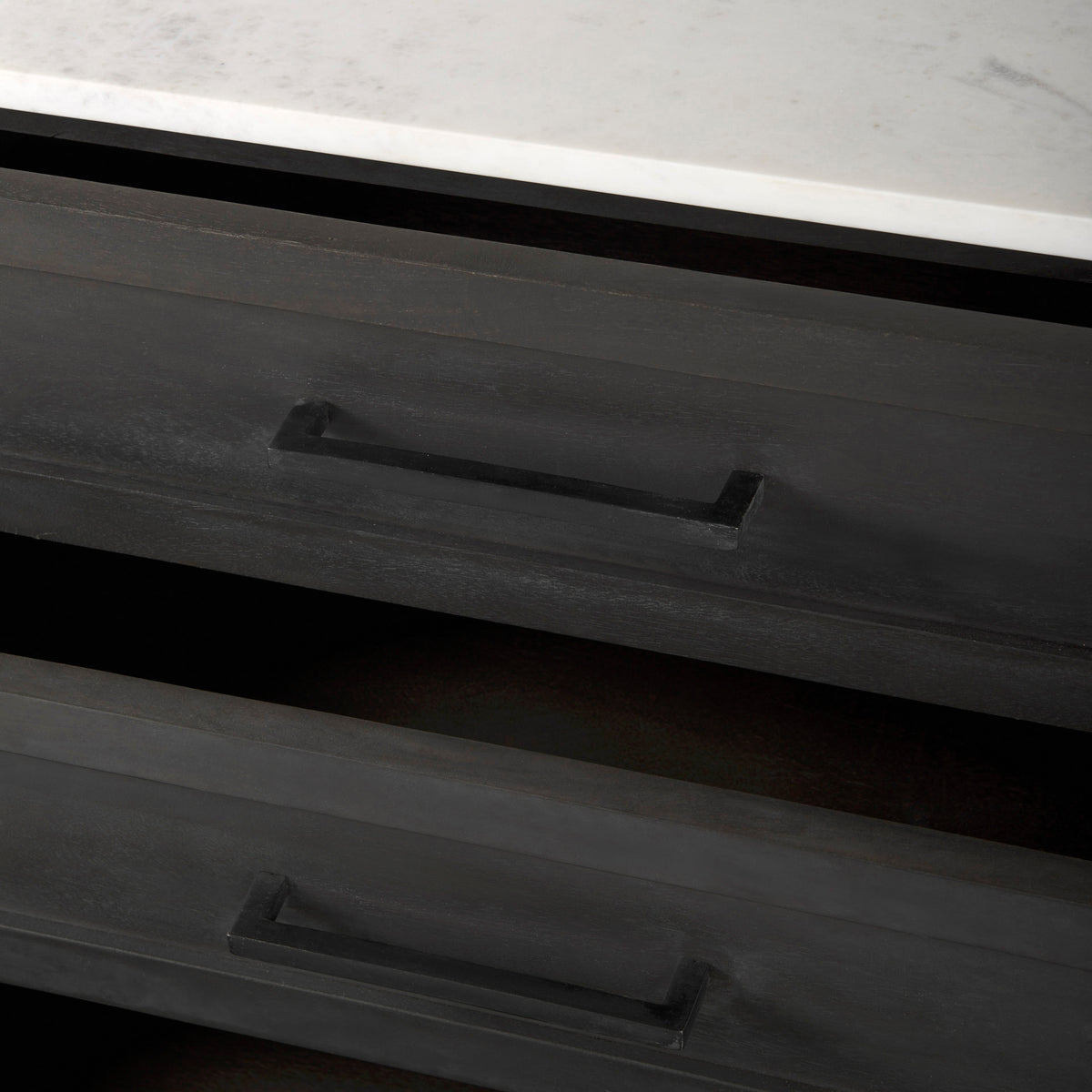 Divina Accent Cabinet - Black-Brown Wood White Marble Top-Accent Cabinets & Chests-DECOROLALA