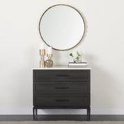 Divina Accent Cabinet - Black-Brown Wood White Marble Top-Accent Cabinets & Chests-DECOROLALA