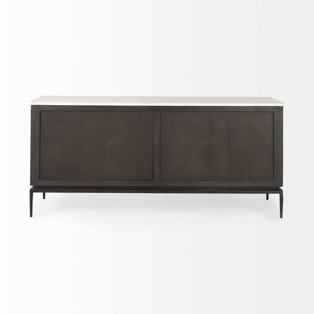 Divina Black-Brown Wood w/ White Marble Top and Black Metal Base Sideboard-Sideboards & Buffets-DECOROLALA