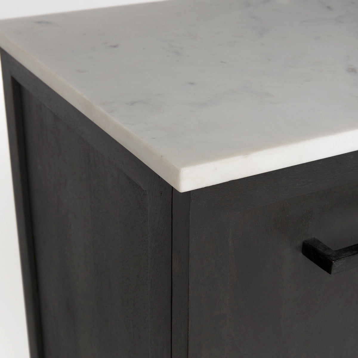 Divina Black-Brown Wood w/ White Marble Top and Black Metal Base Sideboard-Sideboards & Buffets-DECOROLALA