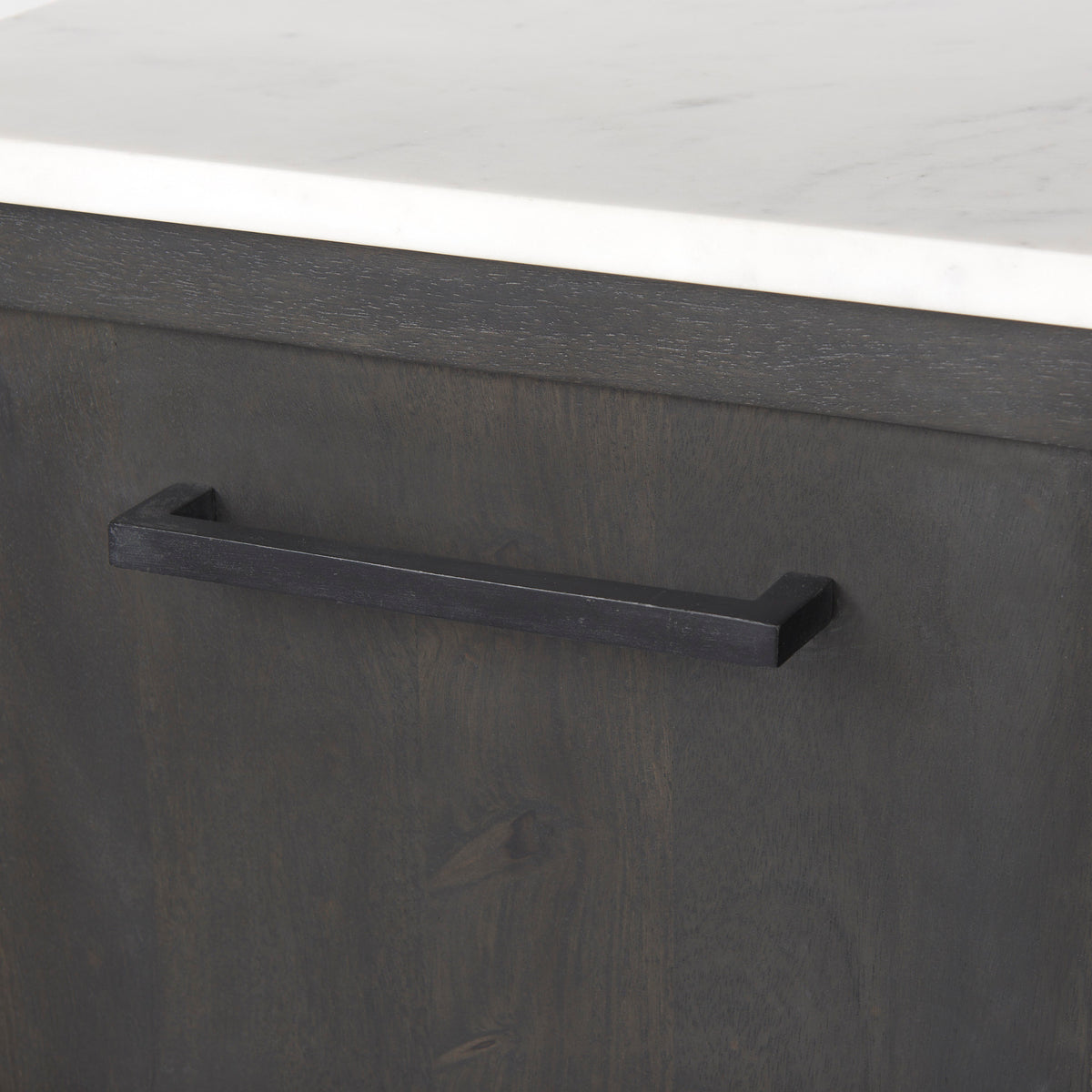 Divina Black-Brown Wood w/ White Marble Top and Black Metal Base Sideboard-Sideboards & Buffets-DECOROLALA