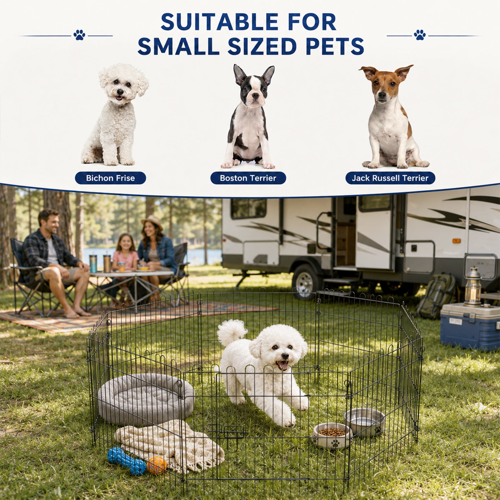 30inch 8-Panel Octagon Pet Exercise Playpen Crate Foldable Dog Cage Pen Puppy Kennel, Black