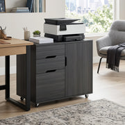 3-Drawer Filing Cabinet with Adjustable Shelf - Black Wood Grain
