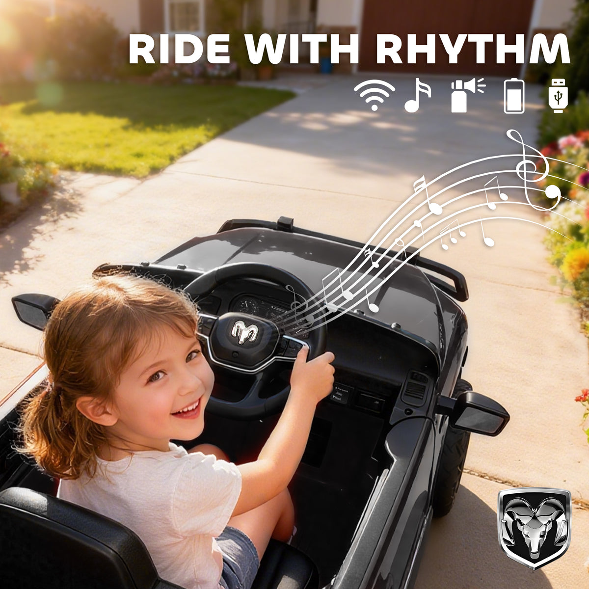 12V Ride on Car, Licensed Dodge RAM 3500 Electric Vehicle with Remote Control, Suspension for 3-5 Years-Toys & Games > Baby & Toddler Toys > Electric Ride-On Toys > Electric Toy Cars-DECOROLALA