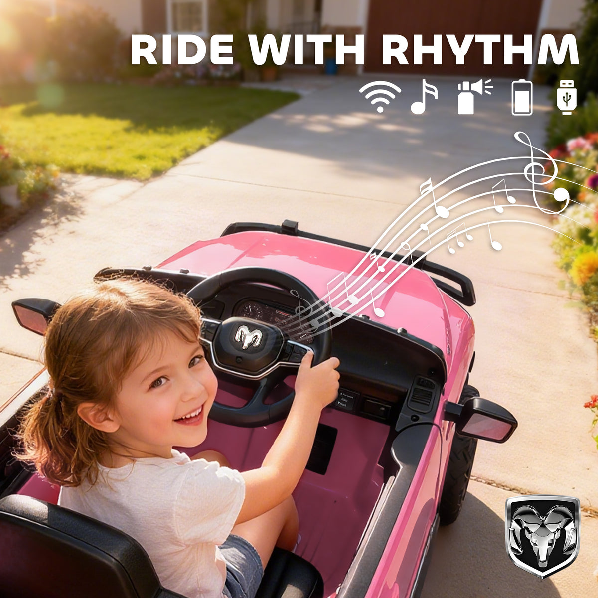 12V Ride on Car, Licensed Dodge RAM 3500 Electric Vehicle with Remote Control, Suspension for 3-5 Years-Toys & Games > Baby & Toddler Toys > Electric Ride-On Toys > Electric Toy Cars-DECOROLALA