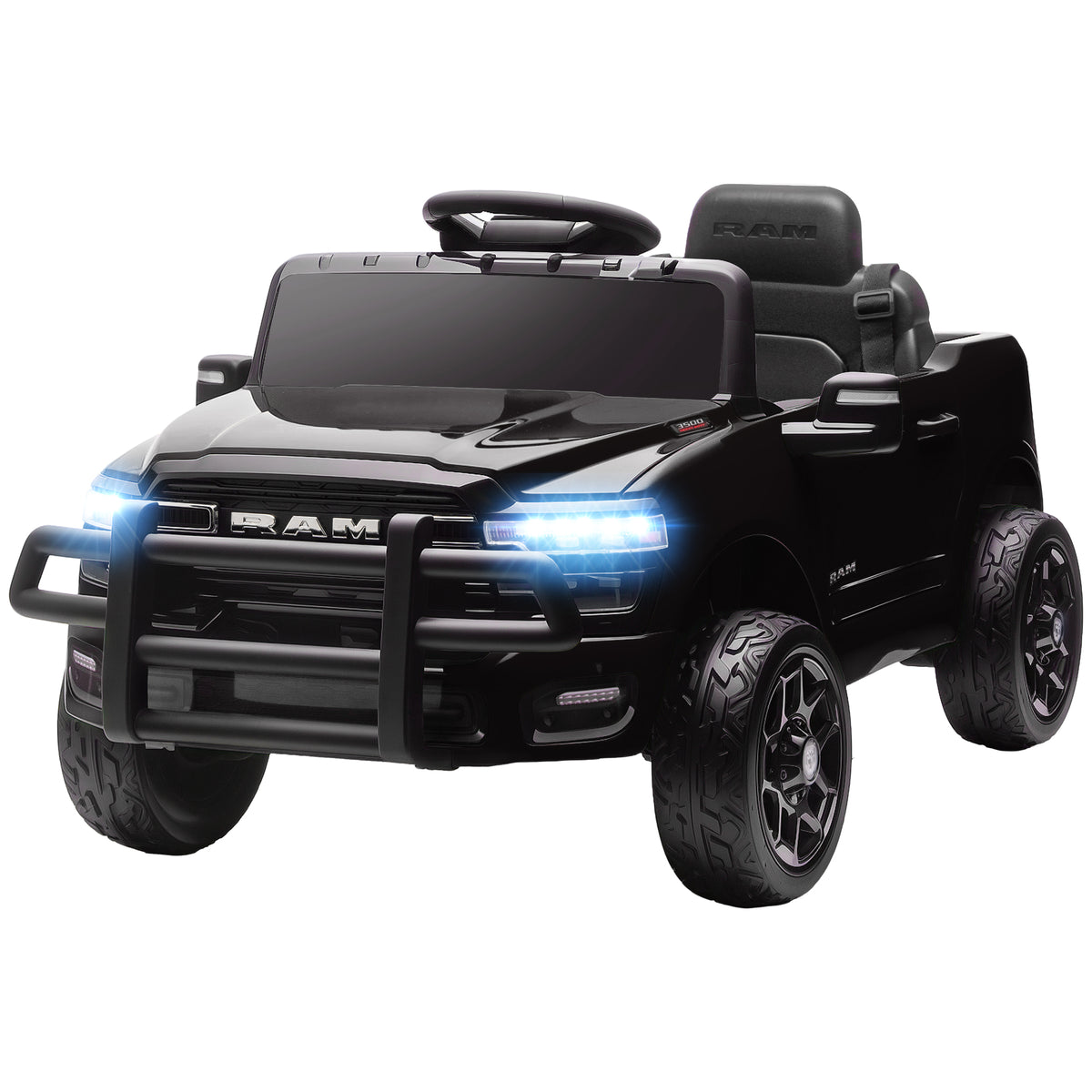 12V Ride on Car, Licensed Dodge RAM 3500 Electric Vehicle with Remote Control, Suspension for 3-5 Years-Toys & Games > Baby & Toddler Toys > Electric Ride-On Toys > Electric Toy Cars-DECOROLALA