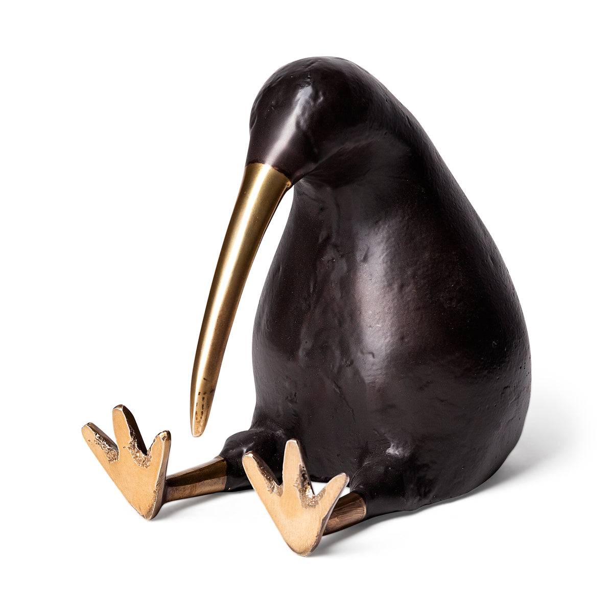 Dodo Kiwi 7L x 4W Black Cast Aluminum Mauritian Bird Sculpture-Objects-DECOROLALA