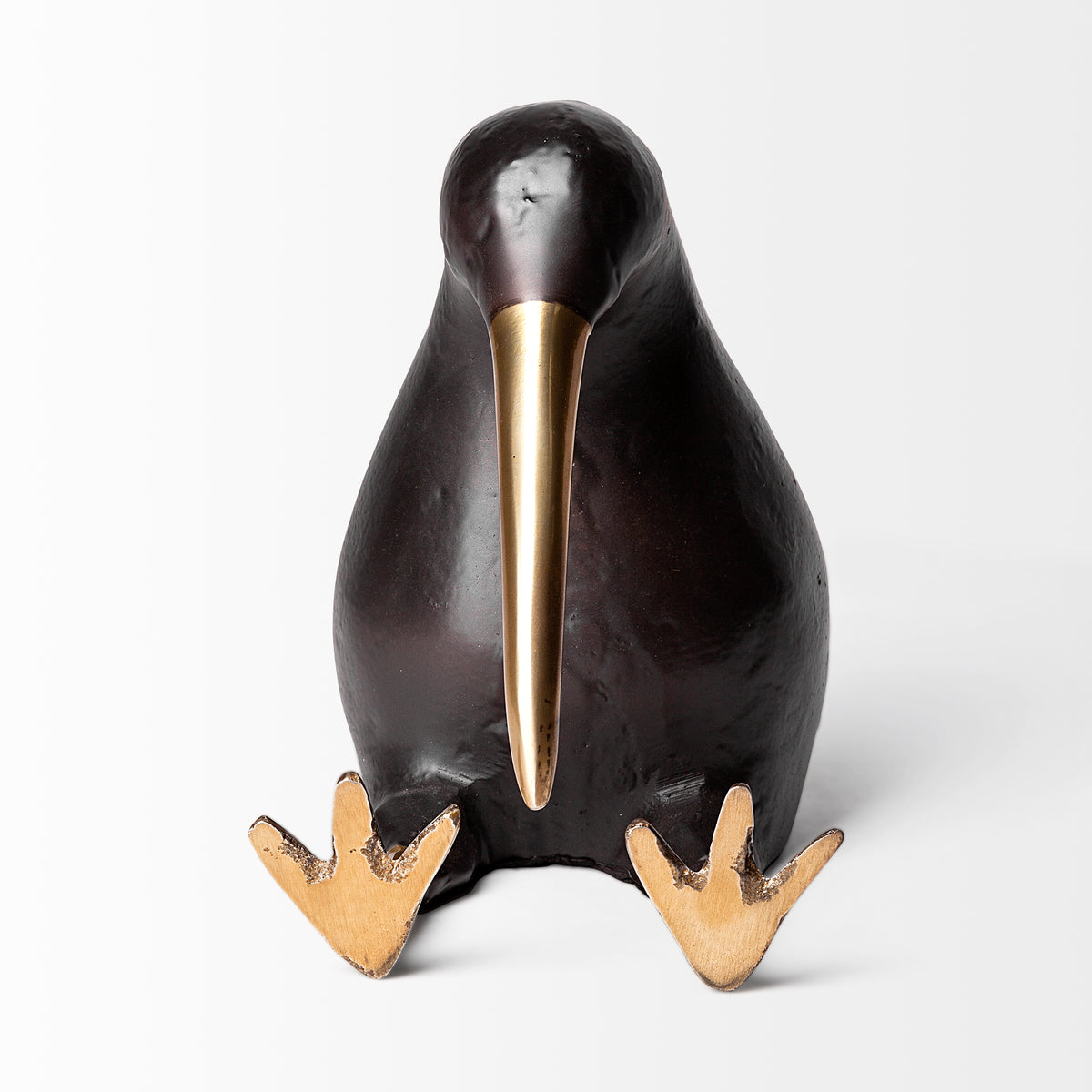 Dodo Kiwi 7L x 4W Black Cast Aluminum Mauritian Bird Sculpture-Objects-DECOROLALA