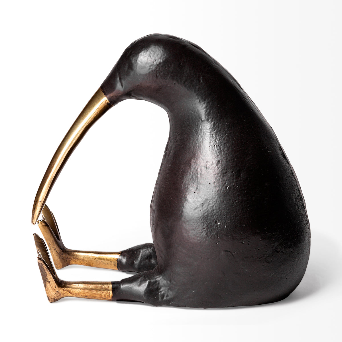 Dodo Kiwi 7L x 4W Black Cast Aluminum Mauritian Bird Sculpture-Objects-DECOROLALA