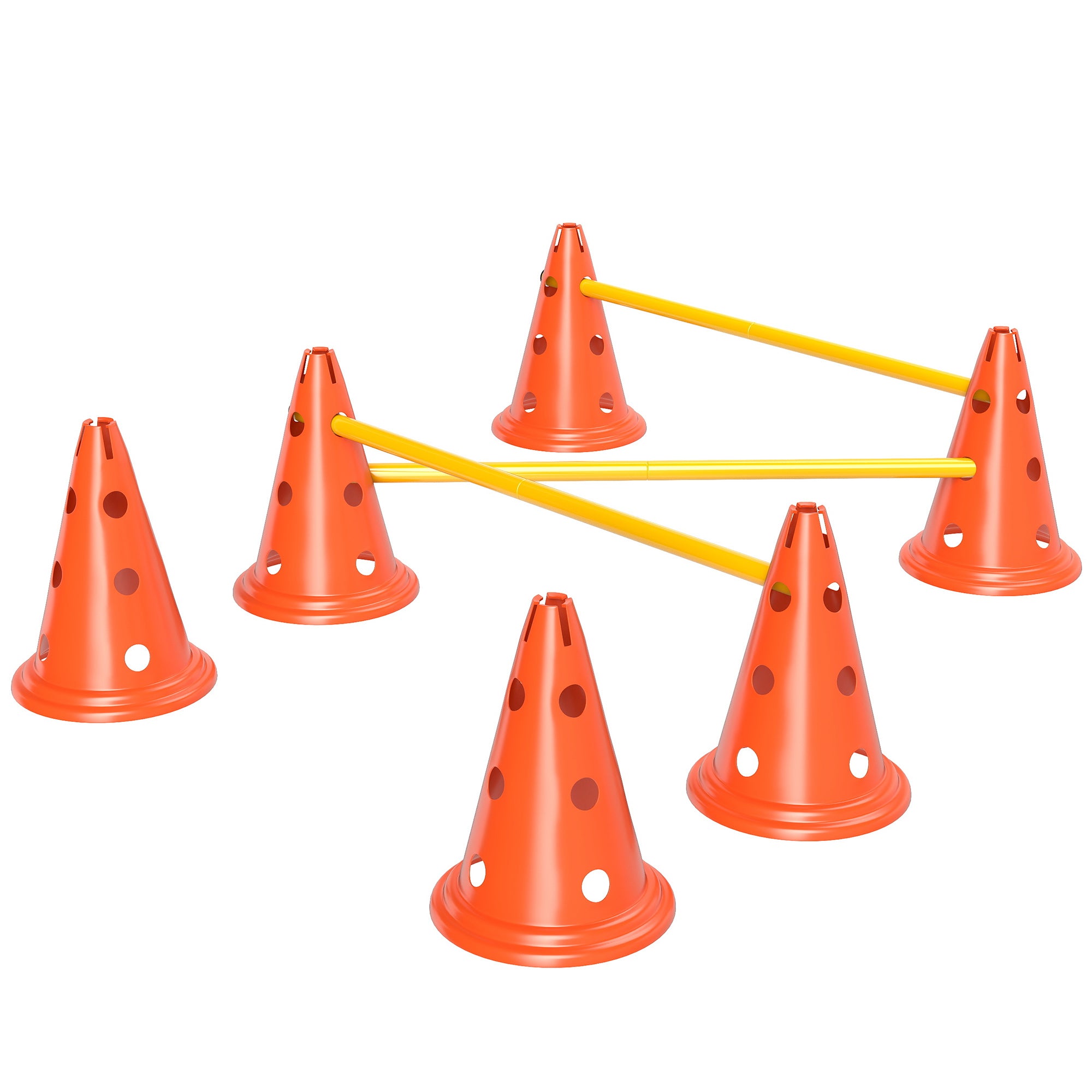 Dog Agility Hurdle Cone Set, Adjustable Obstacle Course Equipment with 6 Cones & 6 Poles, Carry Bag, Orange-Dogs-DECOROLALA