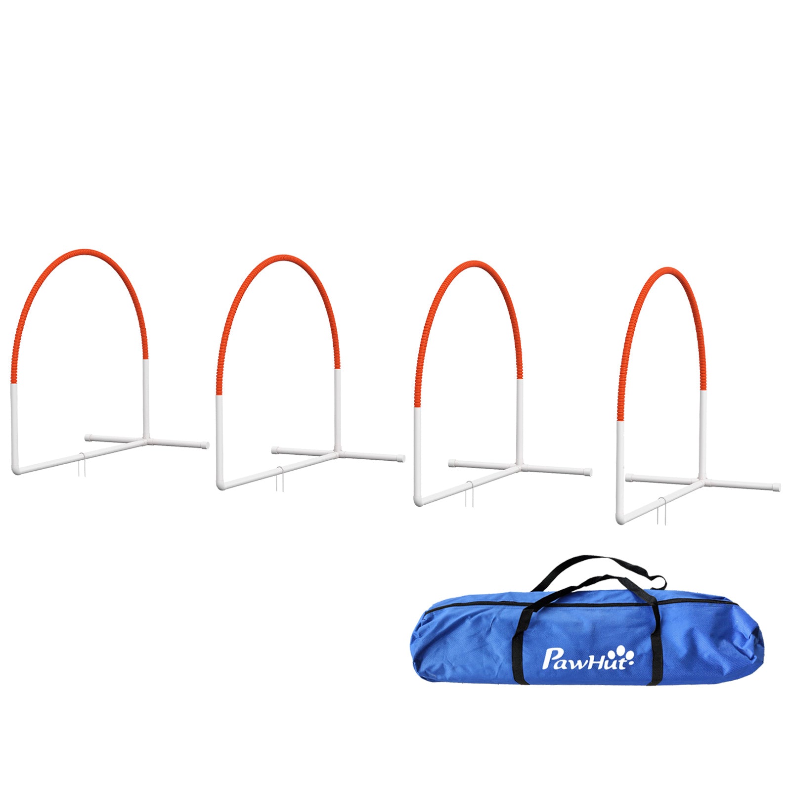 Dog Agility Kit Pet Obstacle Course Training Equipment Outdoor with Weave Poles, Carry Bag, Orange-Dogs-DECOROLALA
