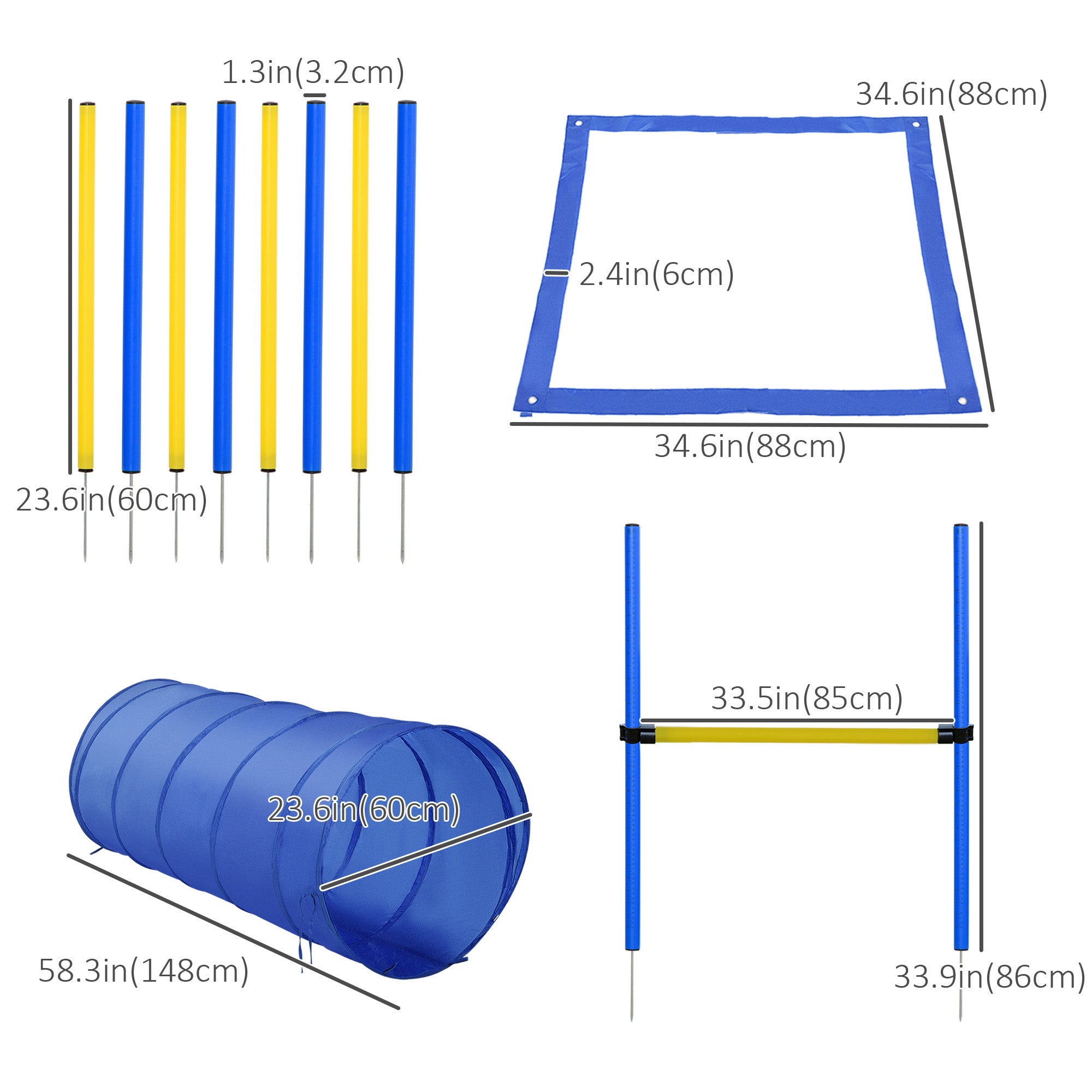 Dog Agility Starter Kit Pet Outdoor Exercise Training Set Tunnel 8 Weave Poles High Jumper-Dogs-DECOROLALA