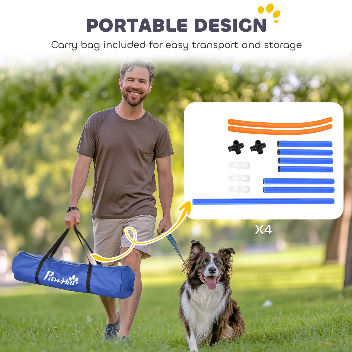 Dog Agility Training Equipment - 4 Blue & Orange Agility Bows-Dogs-DECOROLALA