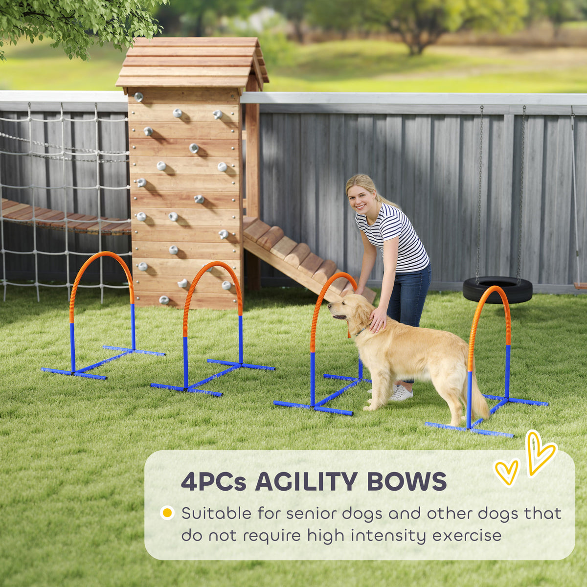 Dog Agility Training Equipment - 4 Blue & Orange Agility Bows-Dogs-DECOROLALA