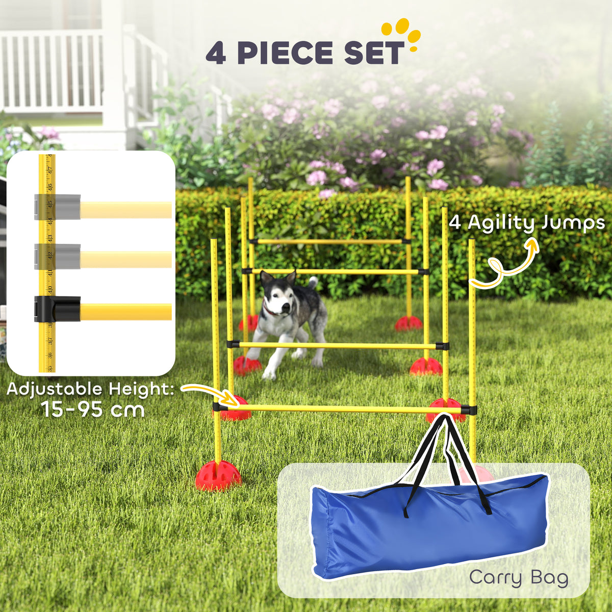 Dog Agility Training Equipment - 4 PCS Adjustable Jump Hurdles-Dogs-DECOROLALA